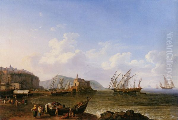 View of Lipari and Stromboli Oil Painting by Jacob Philipp Hackert