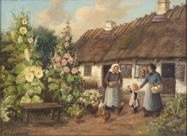 The visit Oil Painting by H. A. Brendekilde