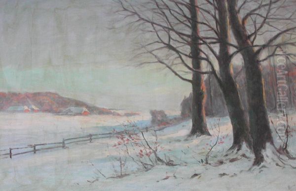 Winter scene. Oil Painting by Hans Agersnap