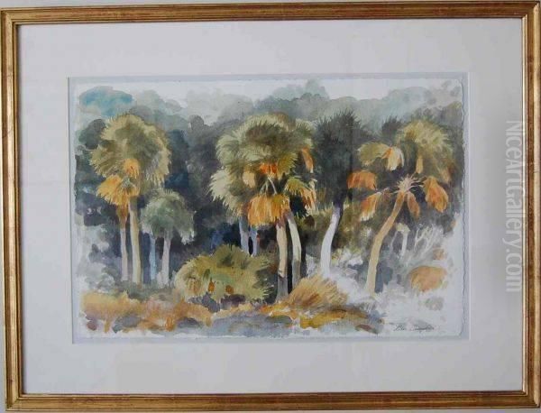 Entitled Cabbage Palms Oil Painting by J. Alan Campbell