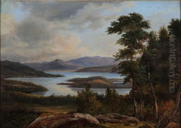 From Starnberger Lake Oil Painting by F.C. Kiaerskou