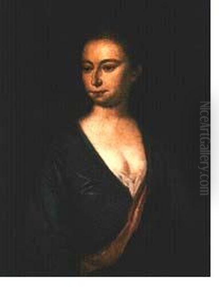 Hannah Lee wife of Thomas Lee, colonial governor of Virginia. Oil Painting by Charles Bridges