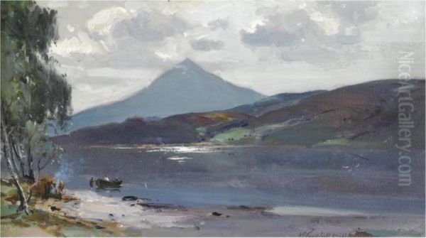 Schiehallion, Perthshire; Low Tide Oil Painting by James Campbell