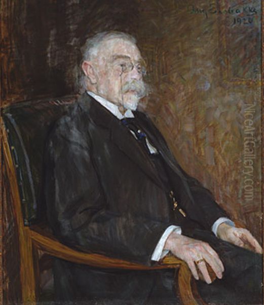 Bredo Henrik von Munthe af Morgenstierne, professor i lovkyndighet, rektor 1912-1918 Oil Painting by August Eiebakke