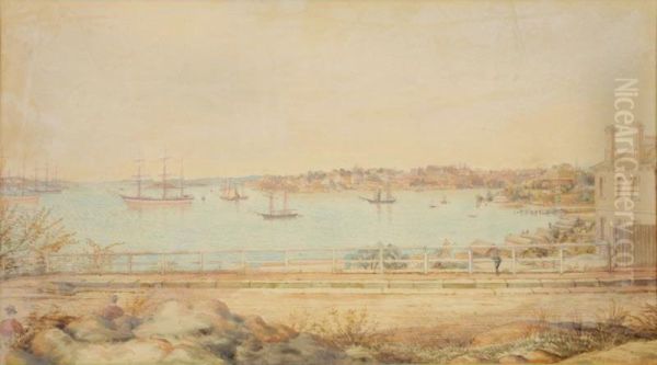 View East From Mrs Macquarie's Road Oil Painting by John F. Campbell