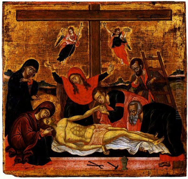 Lamentation of Christ Oil Painting by Theodore Poulakis