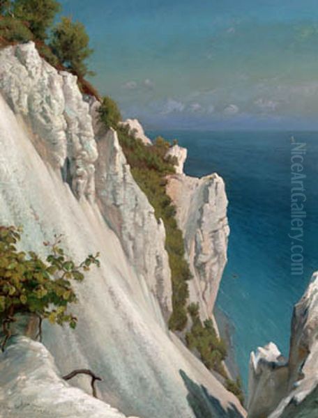 View of the sea from Moens Klint, Denmark. Oil Painting by Hans Fischer