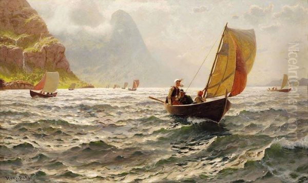 Upon sunny waves Oil Painting by Hans Dahl