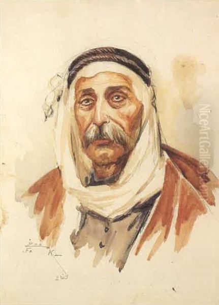 Portrait of Hussein Mahmoud Al-Hajj Darwich. Oil Painting by Moustafa Farroukh