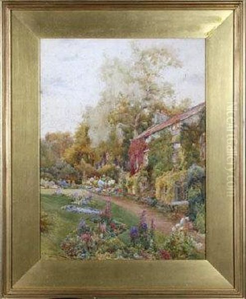 The Garden Of A Country House In Summer Oil Painting by John Hodgson Campbell