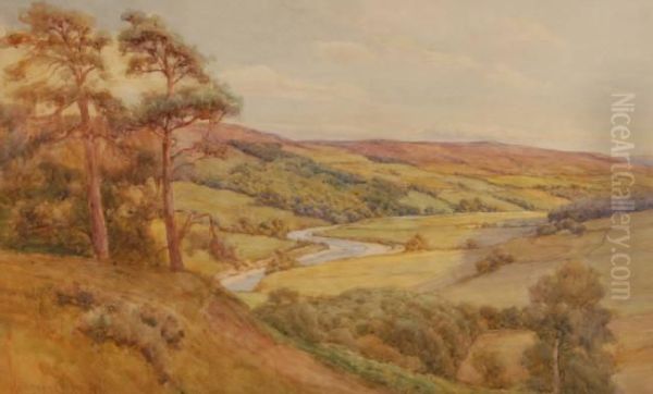 Extensive River Landscape Oil Painting by John Hodgson Campbell