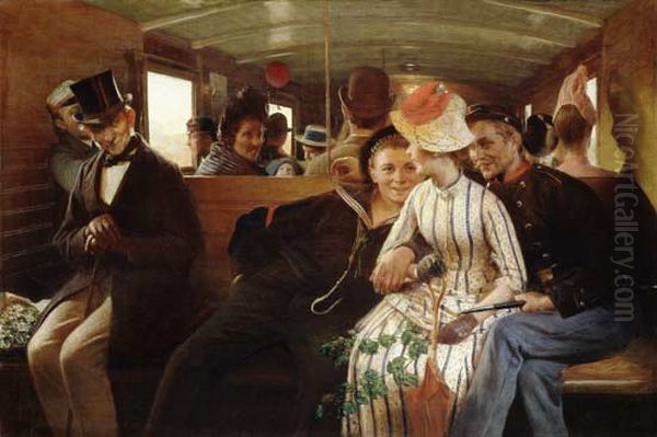 The Second Class Compartment Oil Painting by Hans Ole Brasen