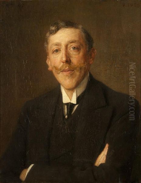 Portret van Alexander Hendrik Wertheim Oil Painting by Jan Veth