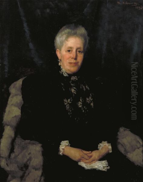 Portrait of Rosalie Wertheim (1838-1909) Oil Painting by Therese Schwartze