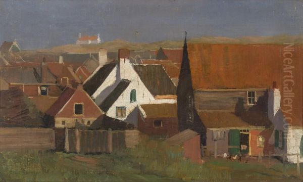 gezicht op Katwijk aan Zee Oil Painting by Louis Hartz