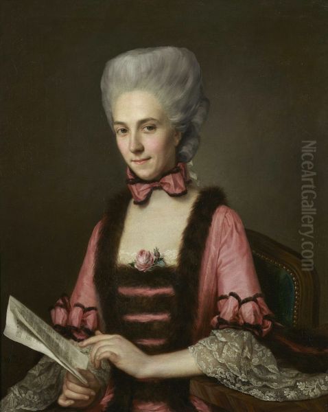 Portrait of Adelaide-Genevieve de la Croix, marquise d'Hozier Oil Painting by Antoine Vestier