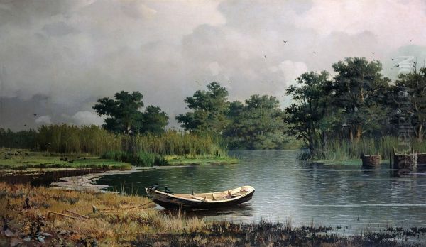 Riverside. Boat Oil Painting by Rufin Sudkovsky