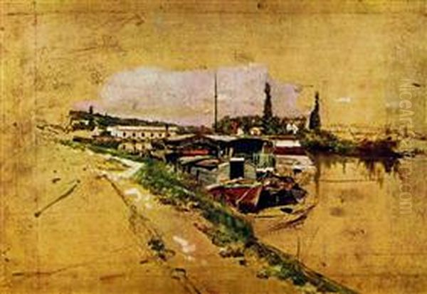 Seine in Bougival Oil Painting by Giovanni Boldini