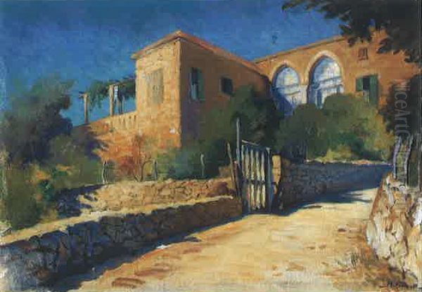 A House at Abadiyeh. Oil Painting by Moustafa Farroukh