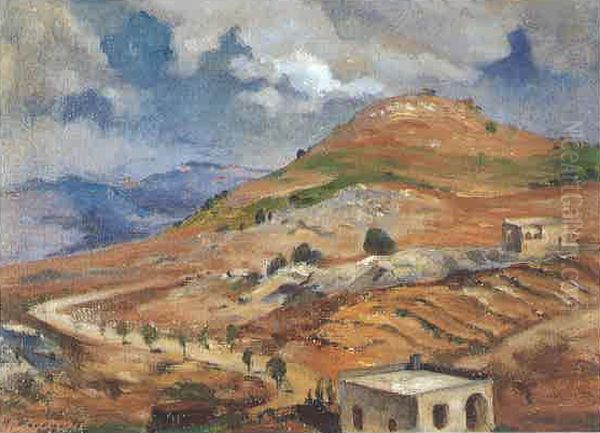 Vue De Abadiye. Oil Painting by Moustafa Farroukh