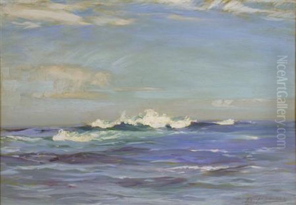 Wave Breaking, Machrihanish Oil Painting by James Campbell Mitchell