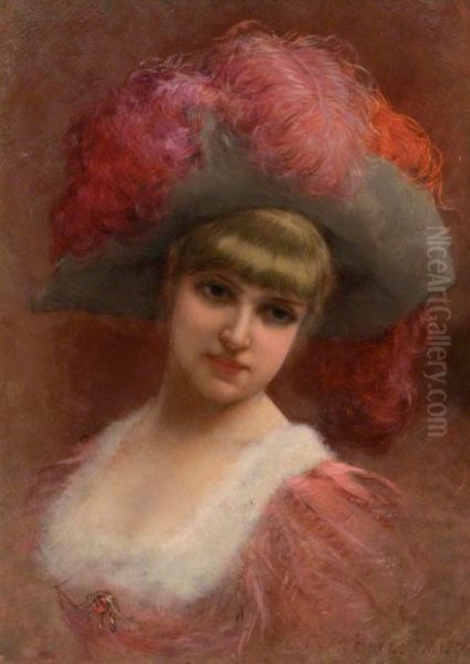 Young Lady in a Feather Hat Oil Painting by Jan van Beers