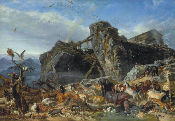 the exit of Animals from the Ark Oil Painting by Filippo Palizzi