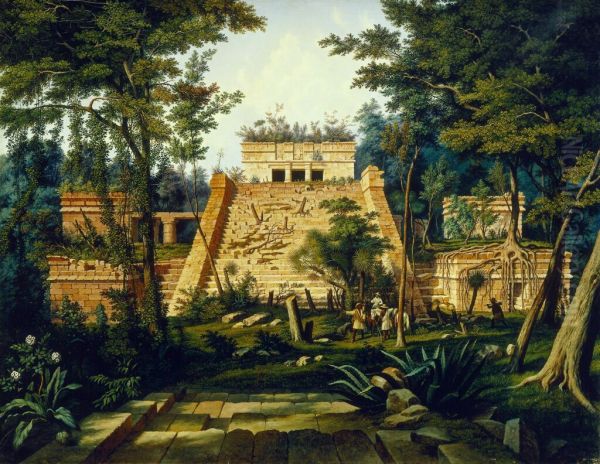 Der Tempel von Tulum in Yukatan (Mexiko) Oil Painting by Hubert Sattler