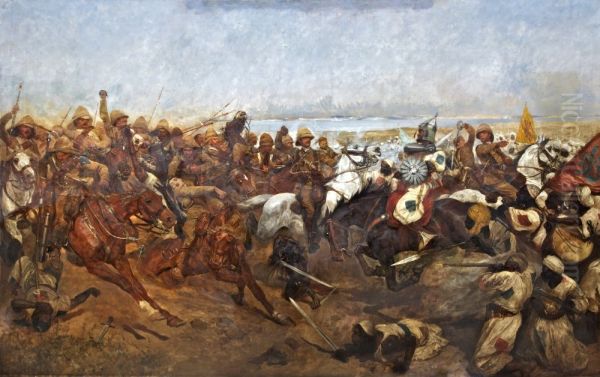 The Charge of the 21st Lancers at Omdurman Oil Painting by Richard Caton Woodville Jr.