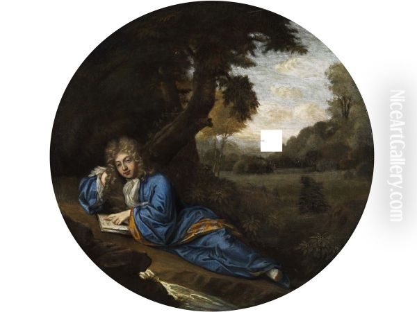 Reading nobleman in a Park Oil Painting by Francois Boucher