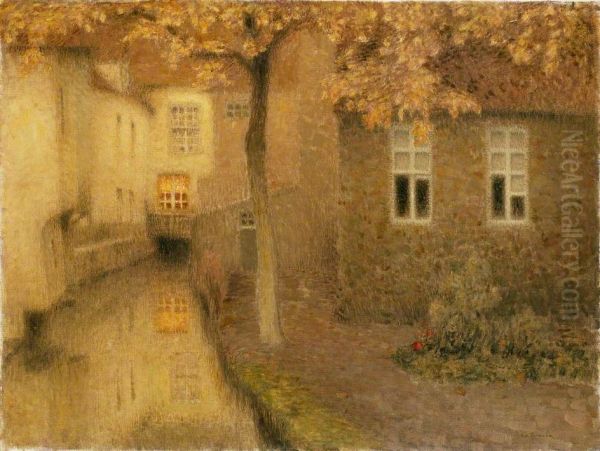 Canal a Bruges dans le crepuscule Oil Painting by Henri Le Sidaner