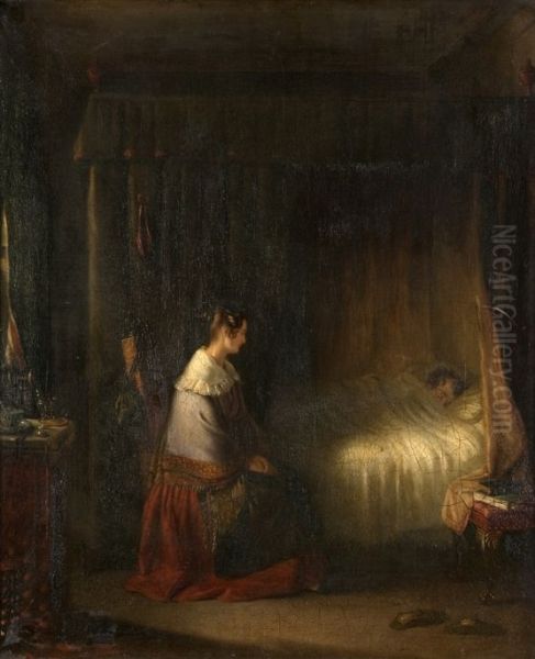 The Sick Bed Oil Painting by Edward Prentis