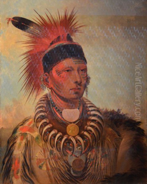 Mu-hu-she-kaw (Le nuage blanc) Oil Painting by George Catlin