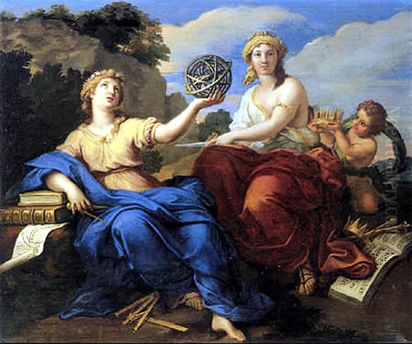 Urania   and  Melpomene Oil Painting by Louis De Boullogne