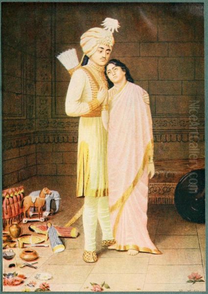 Uttara crying for her husband Oil Painting by unknown