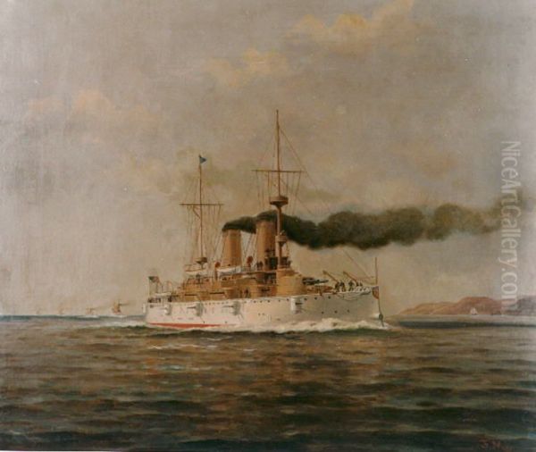 USS Olympia (C-6) Oil Painting by Francis Christian Muller