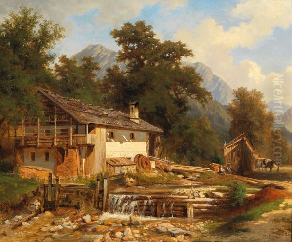 Motif of Tyrol by the Achensee Oil Painting by Hugo Darnaut