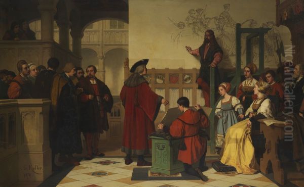 Albrecht Durer is visited by Emperor Maximilian at work Oil Painting by Wilhelm Koller