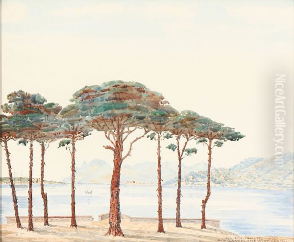 Coastal scene from Juan-les-Pins Oil Painting by unknown