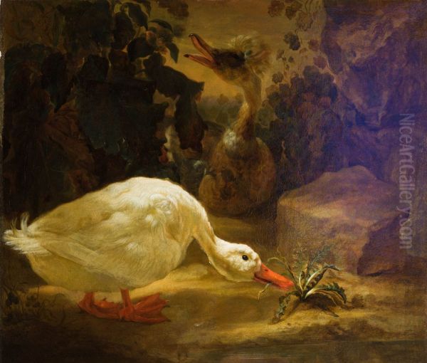 Ducks in a landscape 1693 Oil Painting by Abraham Busschop