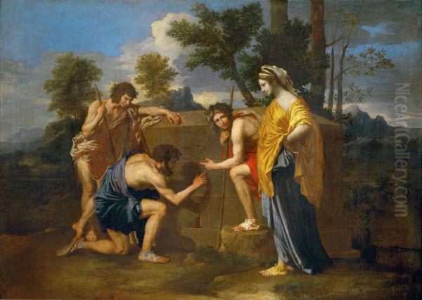 Hirten in Arkadien (Et in Arcadia ego) Oil Painting by Nicolas Poussin