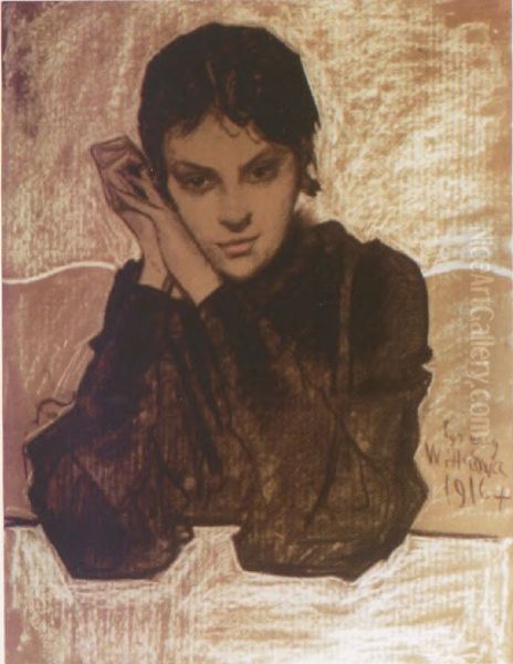 Portrait of Wiktoria Gruberska Oil Painting by Stanislaw Ignacy Witkiewicz