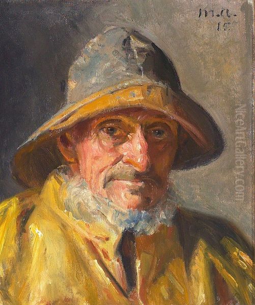 Portrait of a fisherman. (-15) Oil Painting by Michael Peter Ancher