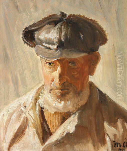 Man from Skagen wearing a cap. Oil Painting by Michael Peter Ancher