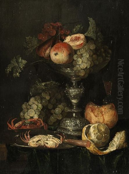 Still-Life with Fruit, Crabs, Tazza and Lemon Oil Painting by Abraham Van Beijeren