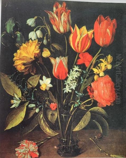 Vase of flowers Oil Painting by Jacob van Hulsdonck