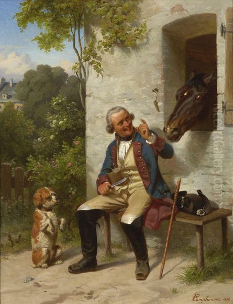 Rastender Reiter Vor Dem Pferdestall Oil Painting by Wilhelm Camphausen