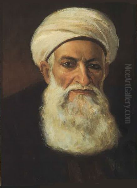 Portrait of Sheikh Selim Nasser. Oil Painting by Moustafa Farroukh