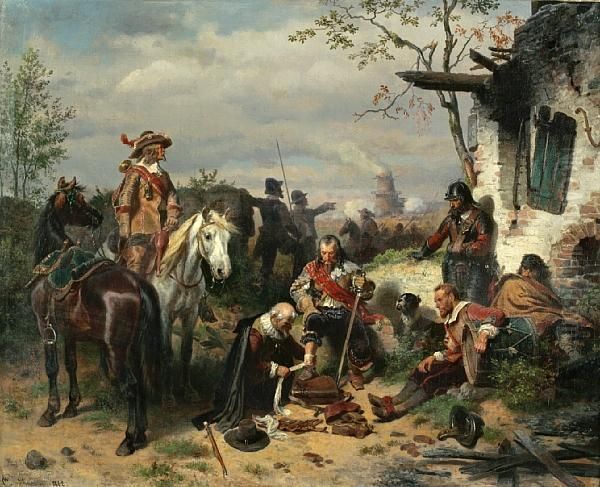 A Break In The Action Oil Painting by Wilhelm Camphausen