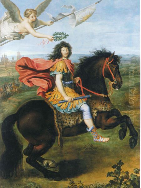 Louis XIV of Franceriding a horse Oil Painting by Pierre Mignard I